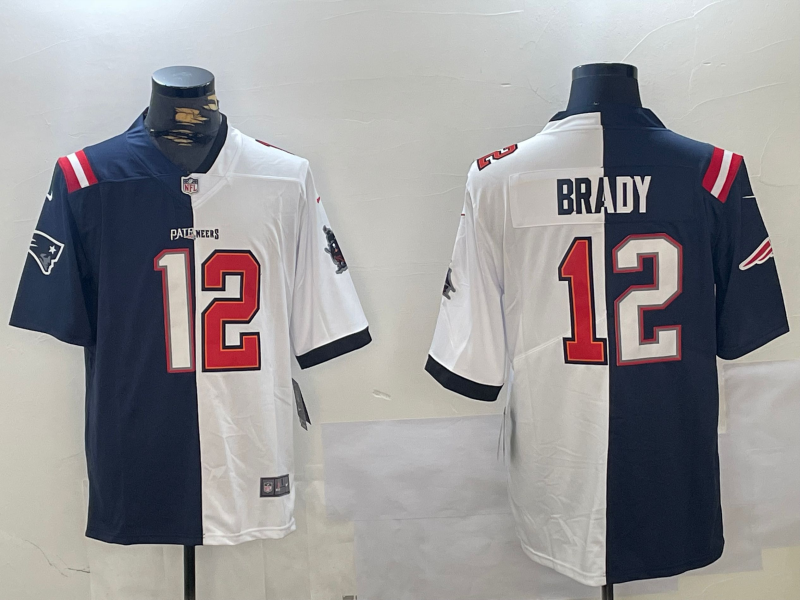 Men's New England Patriots Tom Brady #12 Navy/White Jersey